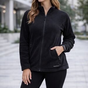 Eddie Bauer First Ascent Black Full Zip Fleece Jacket 2XL Outdoor Athletic Athle